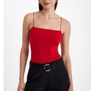 NEW- EXPRESS Red Square Neck Cami Bodysuit Size L